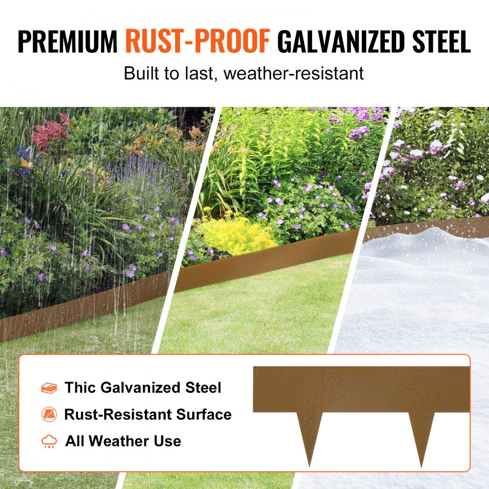VEVOR Steel Landscape Edging, 10-pack Steel Garden Edging Borders, 39.6