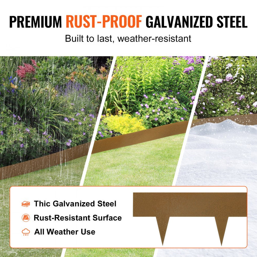 VEVOR Steel Landscape Edging, 10-pack Steel Garden Edging Borders, 39.6