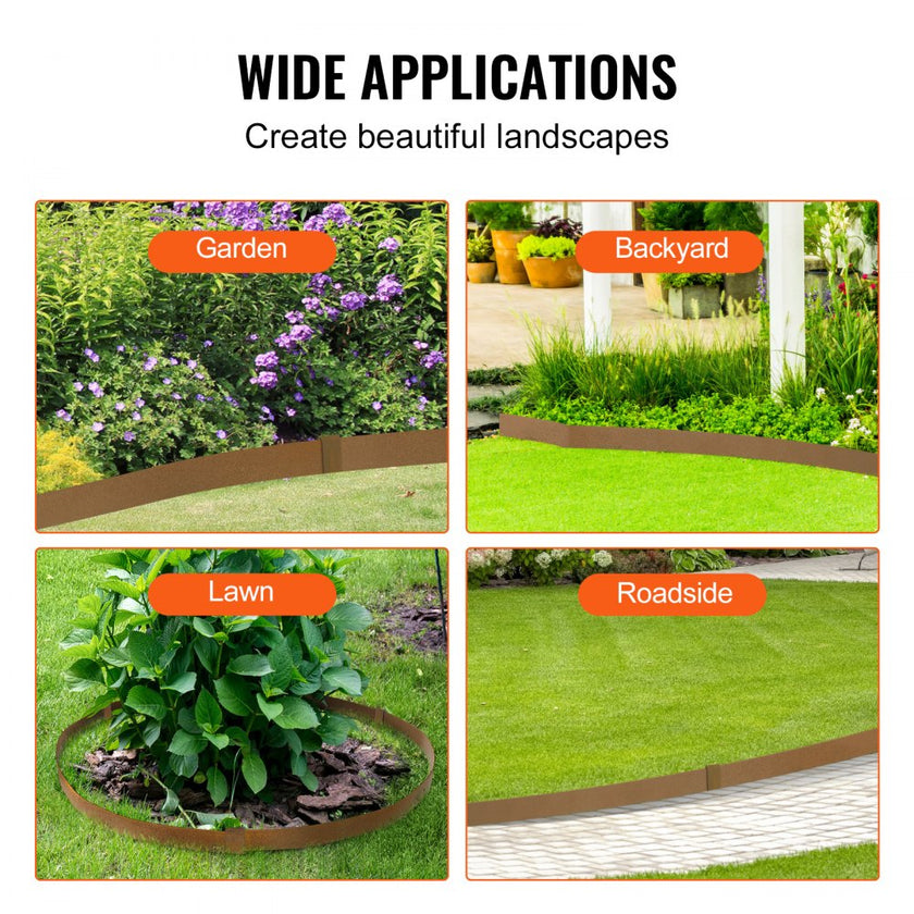 VEVOR Steel Landscape Edging, 10-pack Steel Garden Edging Borders, 39.6