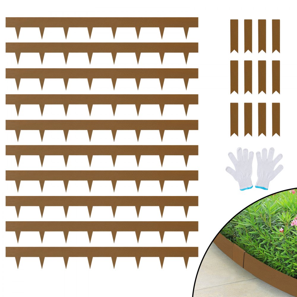 VEVOR Steel Landscape Edging, 10-pack Steel Garden Edging Borders, 39.6