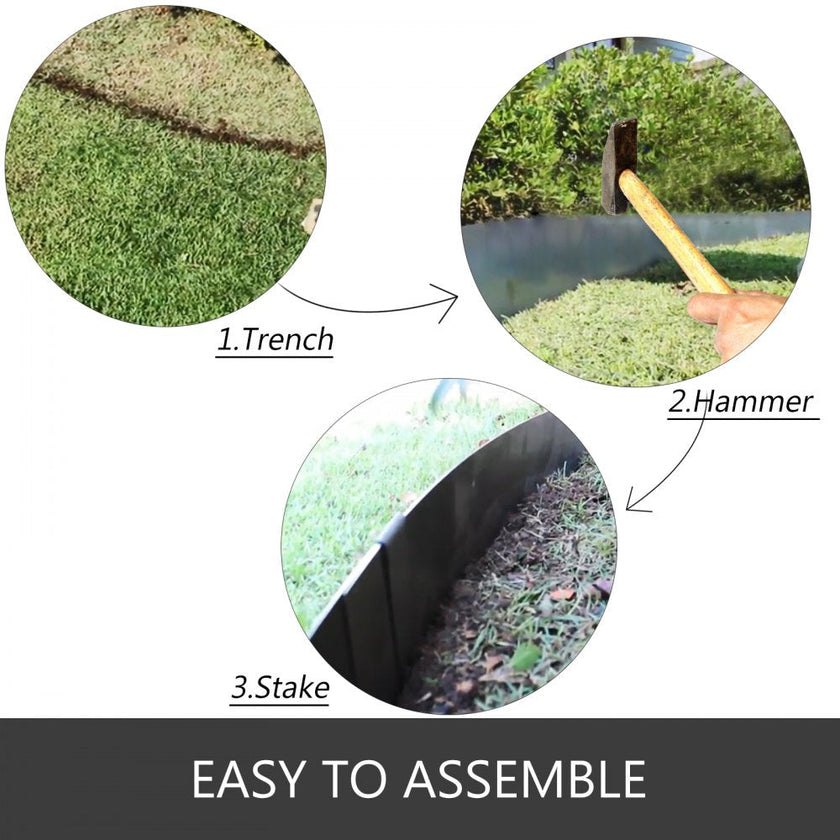 VEVOR Steel Landscape Edging 40 x 8 Inch Steel Edging For Landscaping 4pcs Steel Garden Edging Border Landscape Edging Steel Lawn Edging Garden Edging Garden Border Edging Metal Edging