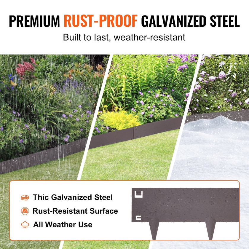 VEVOR Steel Landscape Edging, 5-pack Steel Garden Edging Borders, 39