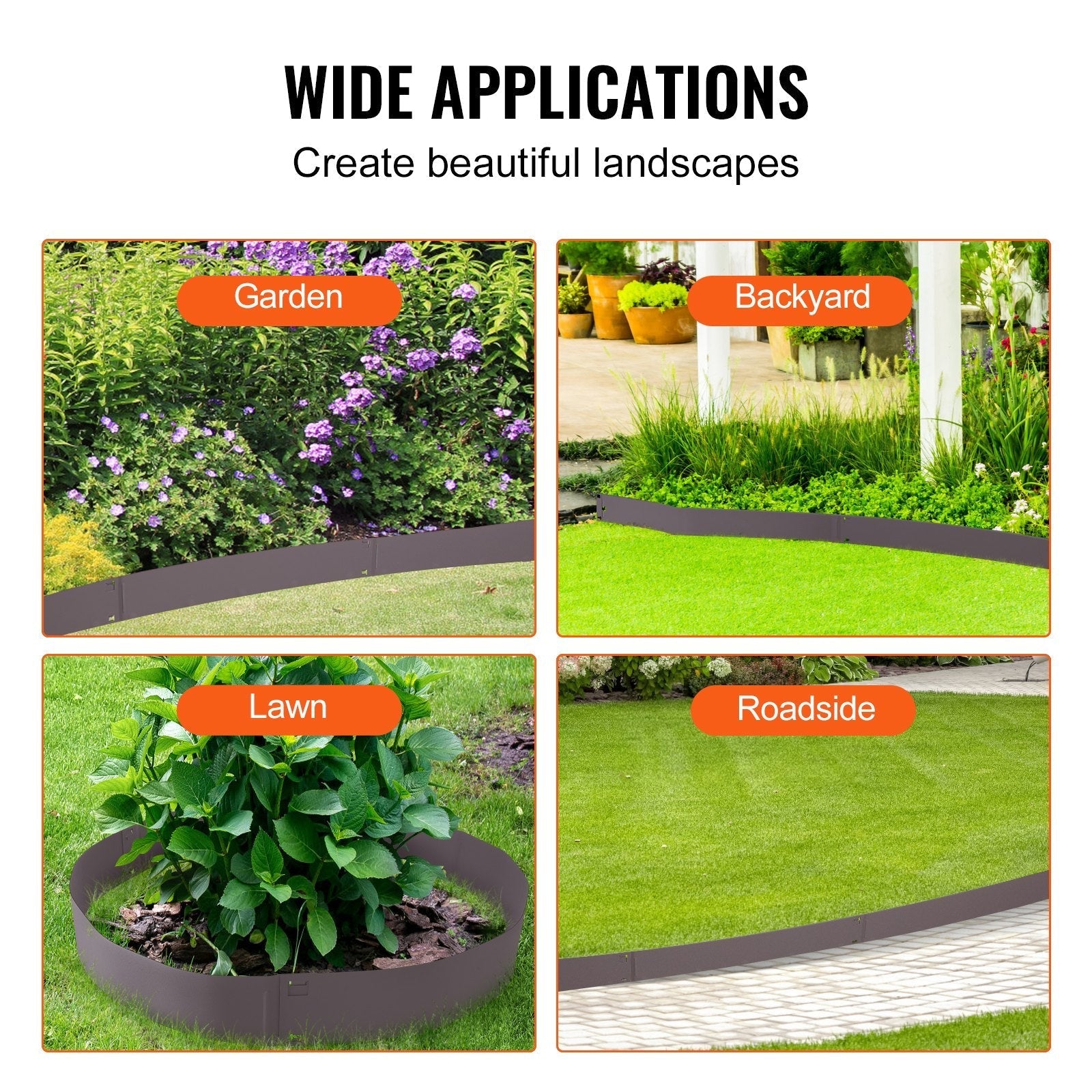 VEVOR Steel Landscape Edging, 5-pack Steel Garden Edging Borders, 39