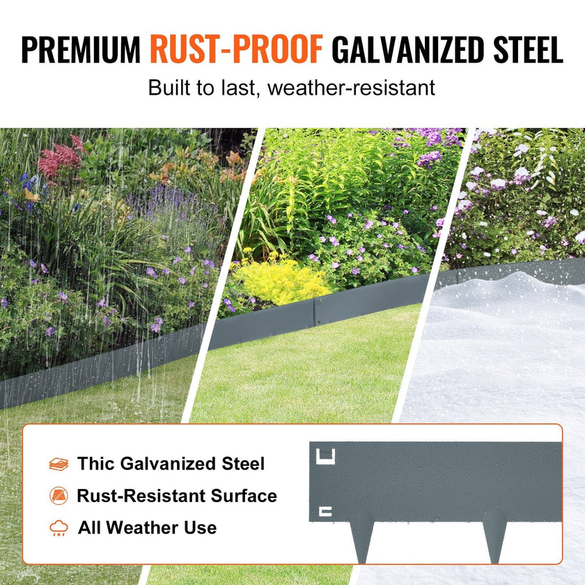 VEVOR Steel Landscape Edging, 5-pack Steel Garden Edging Borders, 39
