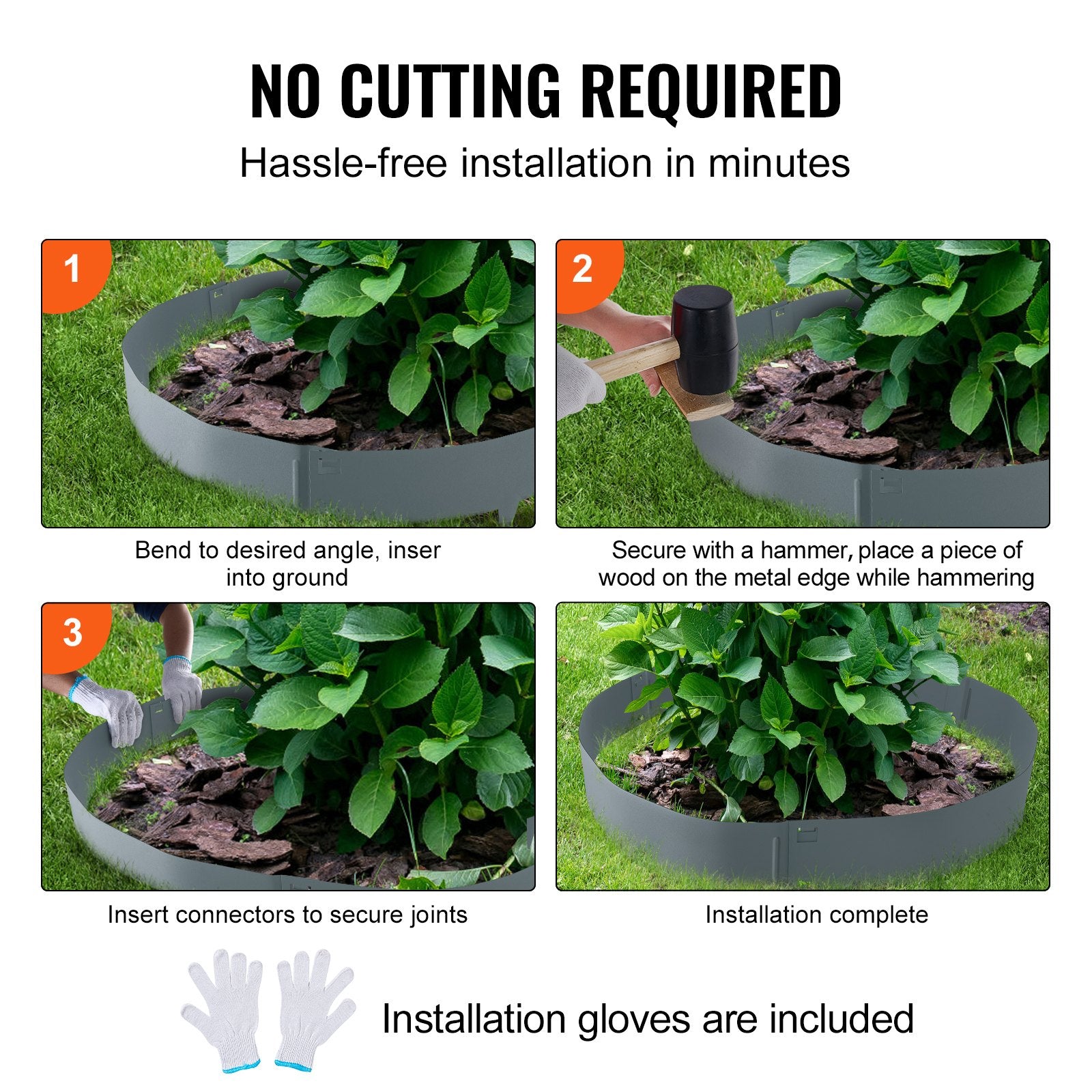 VEVOR Steel Landscape Edging, 5-pack Steel Garden Edging Borders, 39