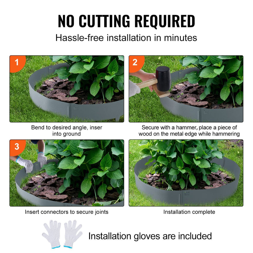 VEVOR Steel Landscape Edging, 5-pack Steel Garden Edging Borders, 39