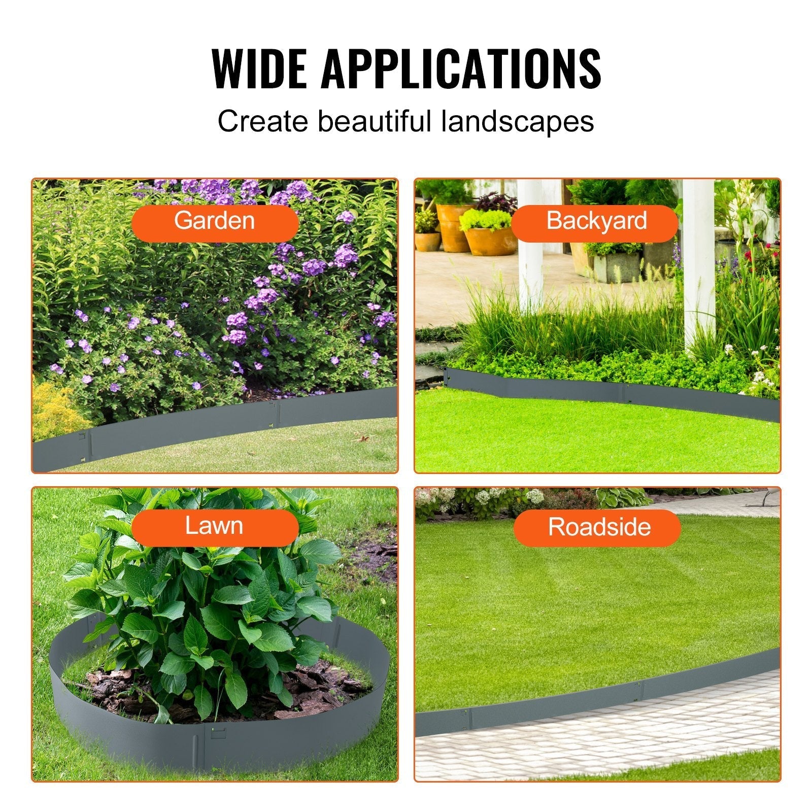 VEVOR Steel Landscape Edging, 5-pack Steel Garden Edging Borders, 39