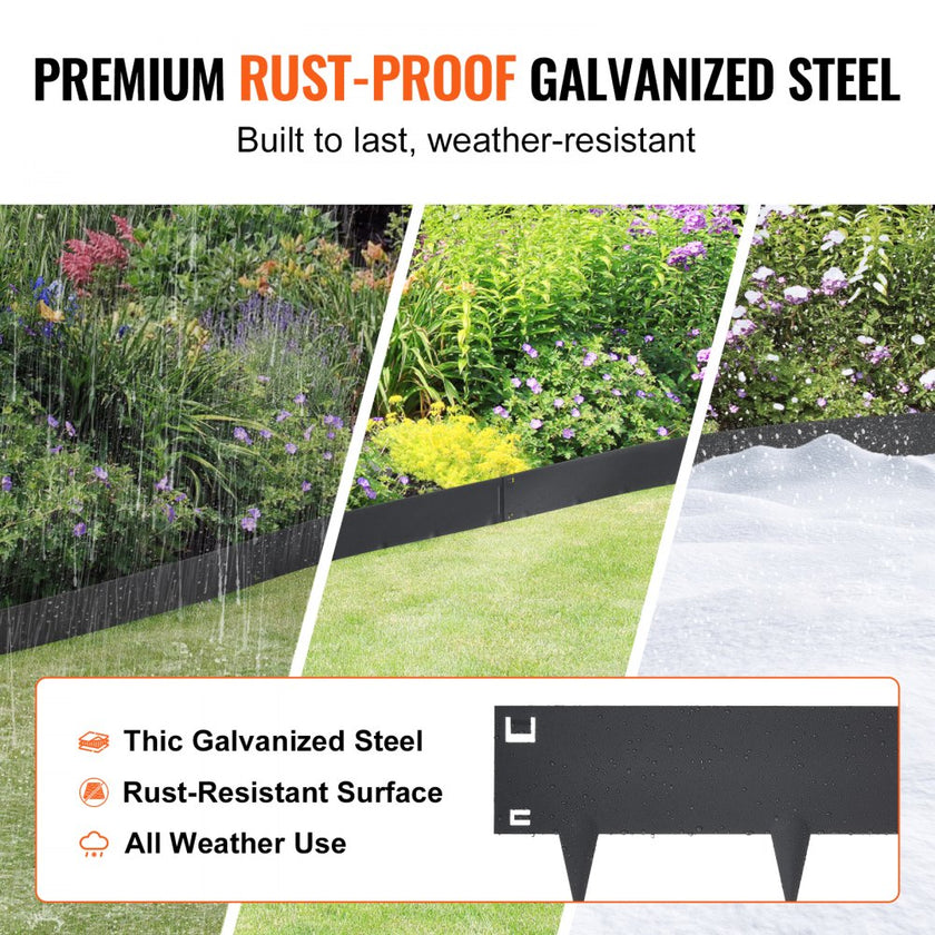 VEVOR Steel Landscape Edging, 5-pack Steel Garden Edging Borders, 39