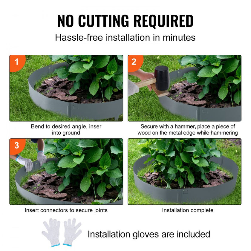 VEVOR Steel Landscape Edging, 5-pack Steel Garden Edging Borders, 39