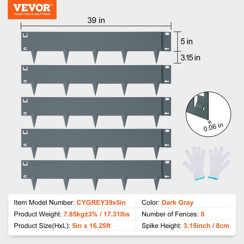 VEVOR Steel Landscape Edging, 5-pack Steel Garden Edging Borders, 39