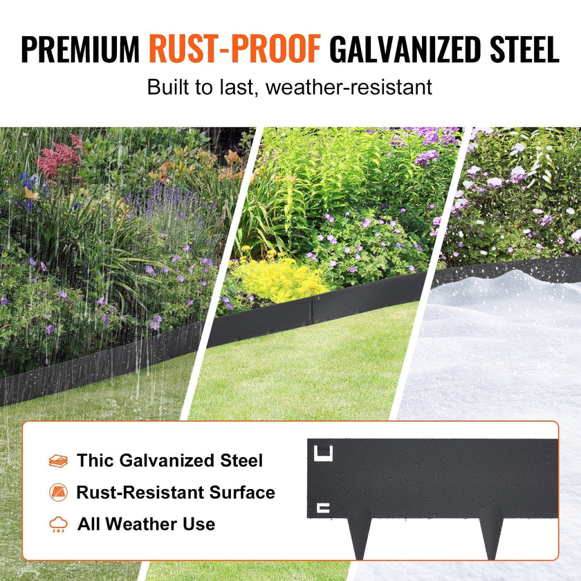 VEVOR Steel Landscape Edging, 5-pack Steel Garden Edging Borders, 39