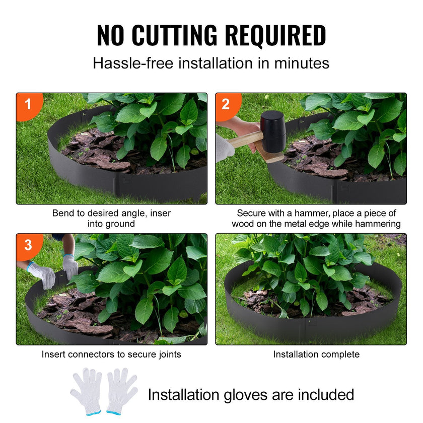 VEVOR Steel Landscape Edging, 5-pack Steel Garden Edging Borders, 39