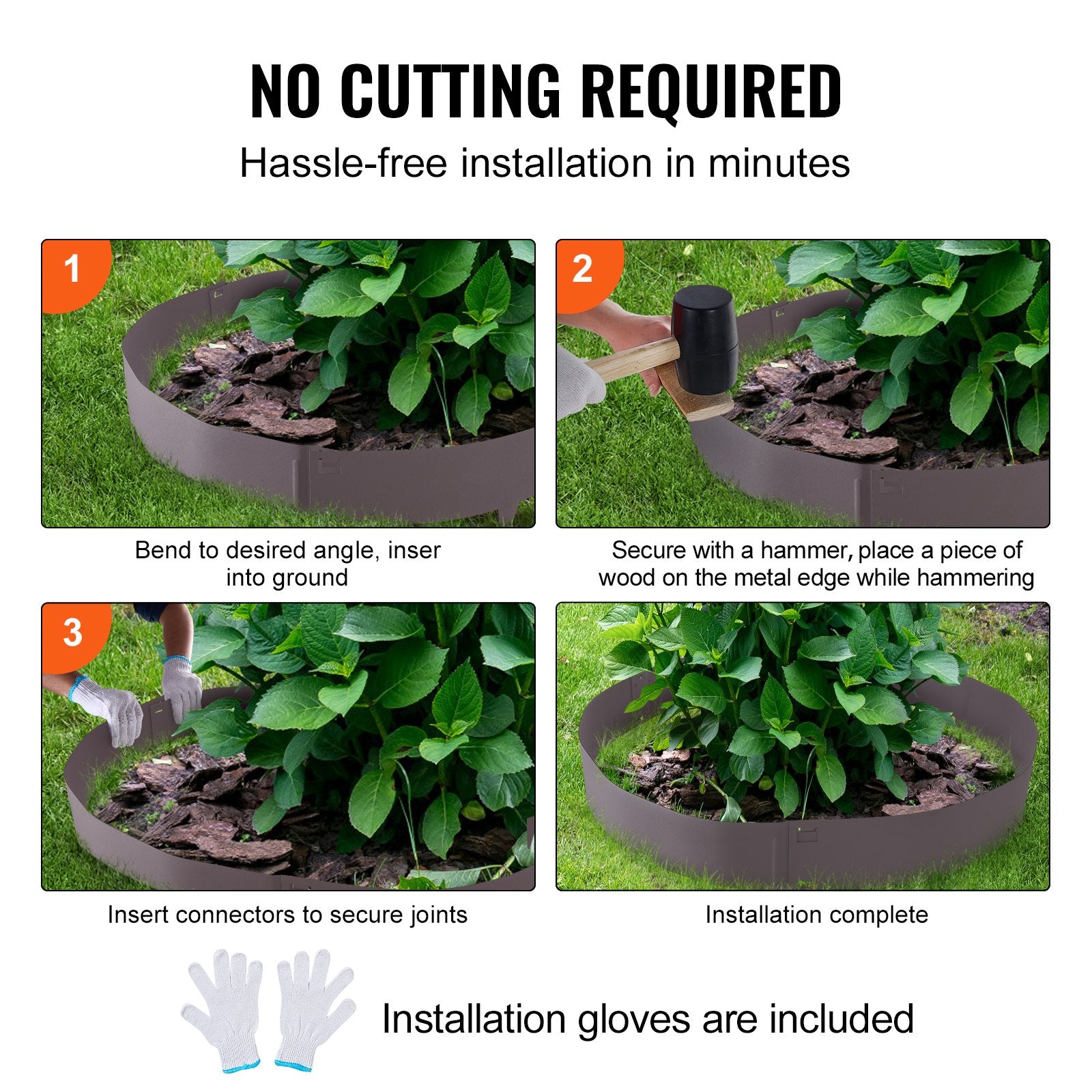 VEVOR Steel Landscape Edging, 5-pack Steel Garden Edging Borders, 39