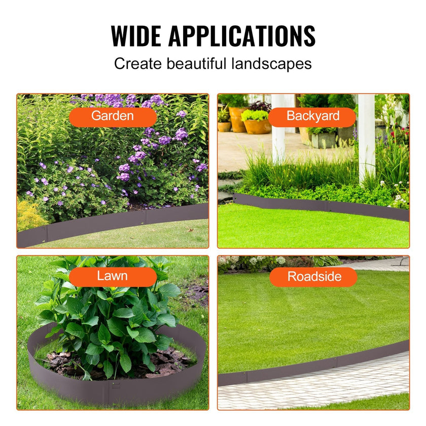VEVOR Steel Landscape Edging, 5-pack Steel Garden Edging Borders, 39