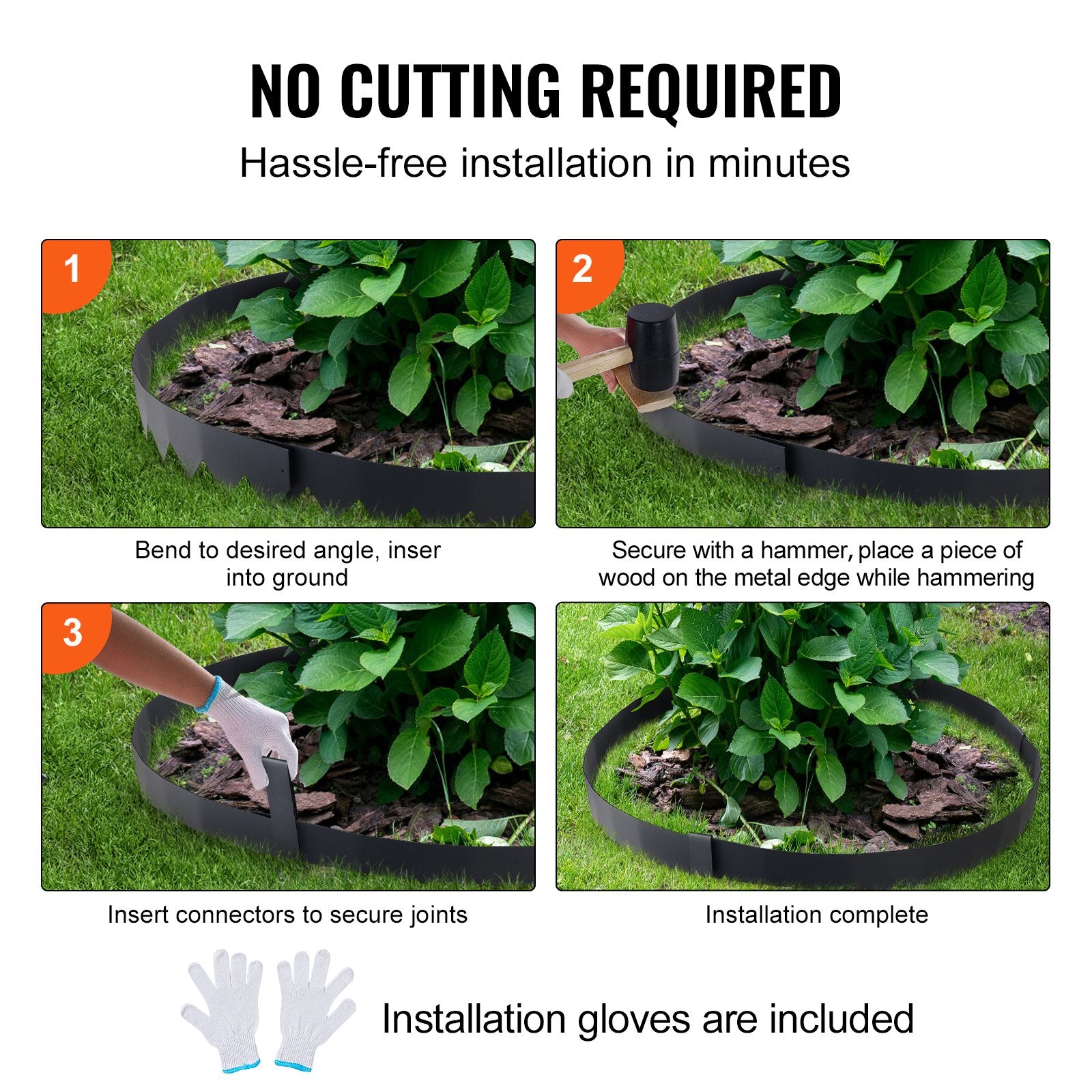 VEVOR Steel Landscape Edging, 4-pack Steel Garden Edging Borders, 40