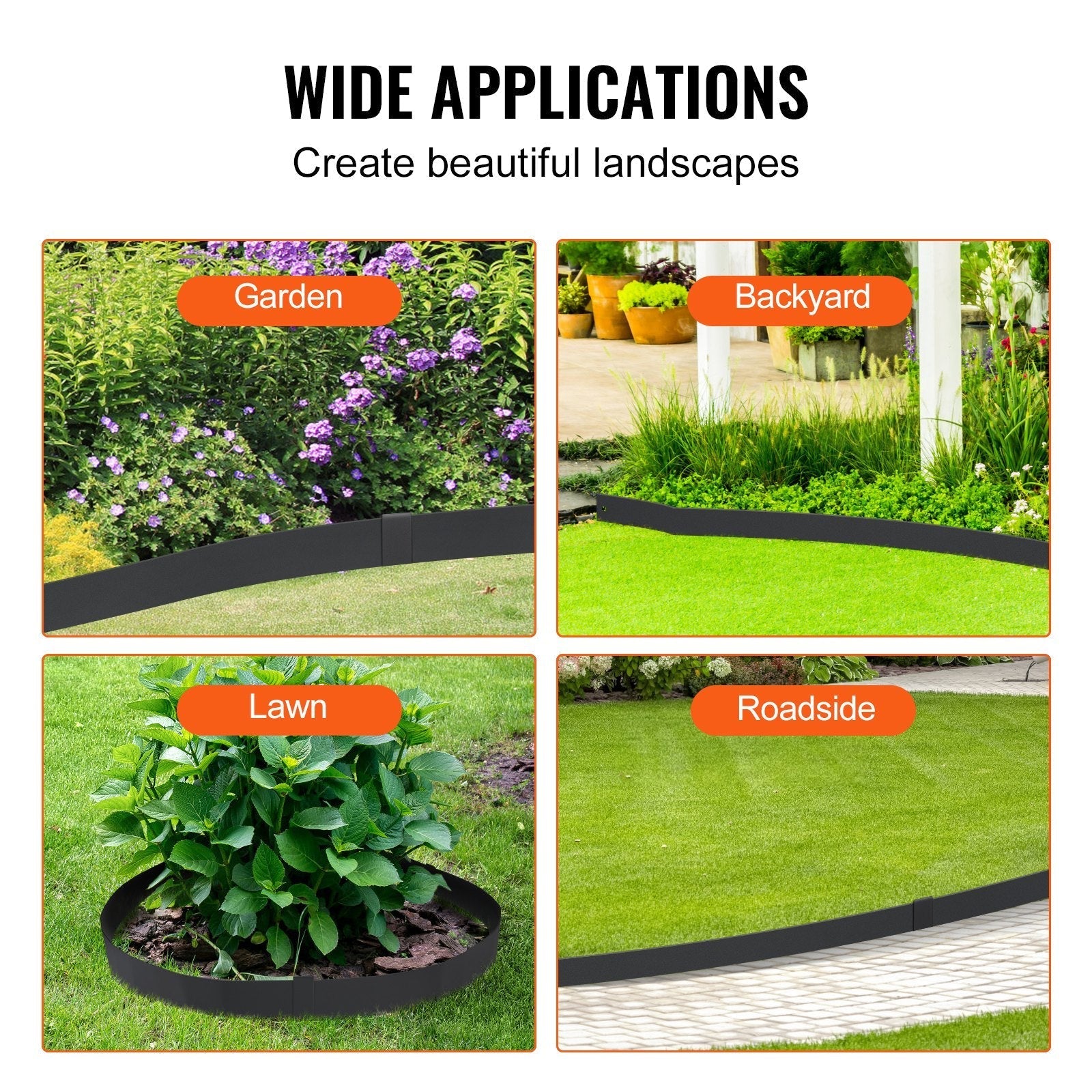 VEVOR Steel Landscape Edging, 4-pack Steel Garden Edging Borders, 40
