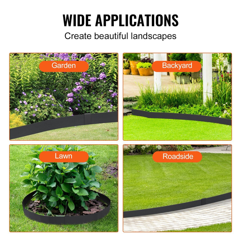 VEVOR Steel Landscape Edging, 4-pack Steel Garden Edging Borders, 40