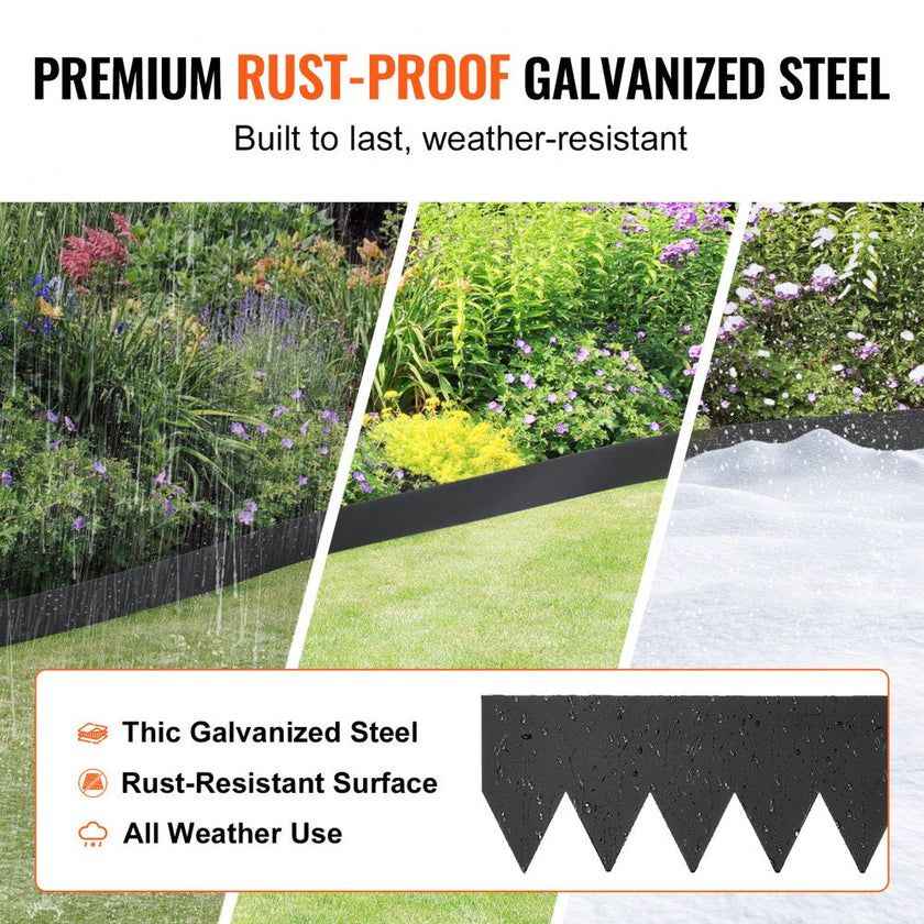 VEVOR Steel Landscape Edging, 4-pack Steel Garden Edging Borders, 40