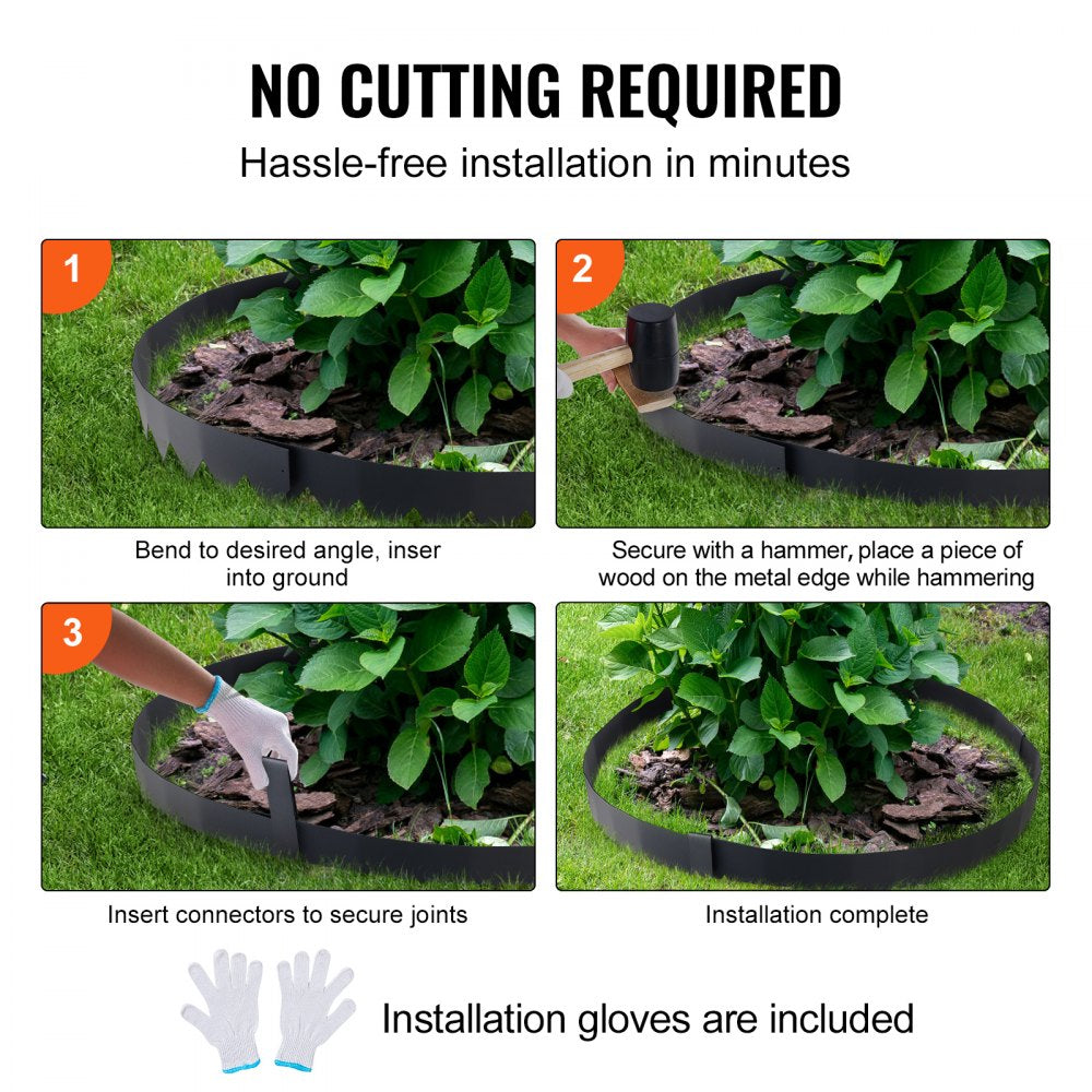VEVOR Steel Landscape Edging, 4-pack Steel Garden Edging Borders, 40