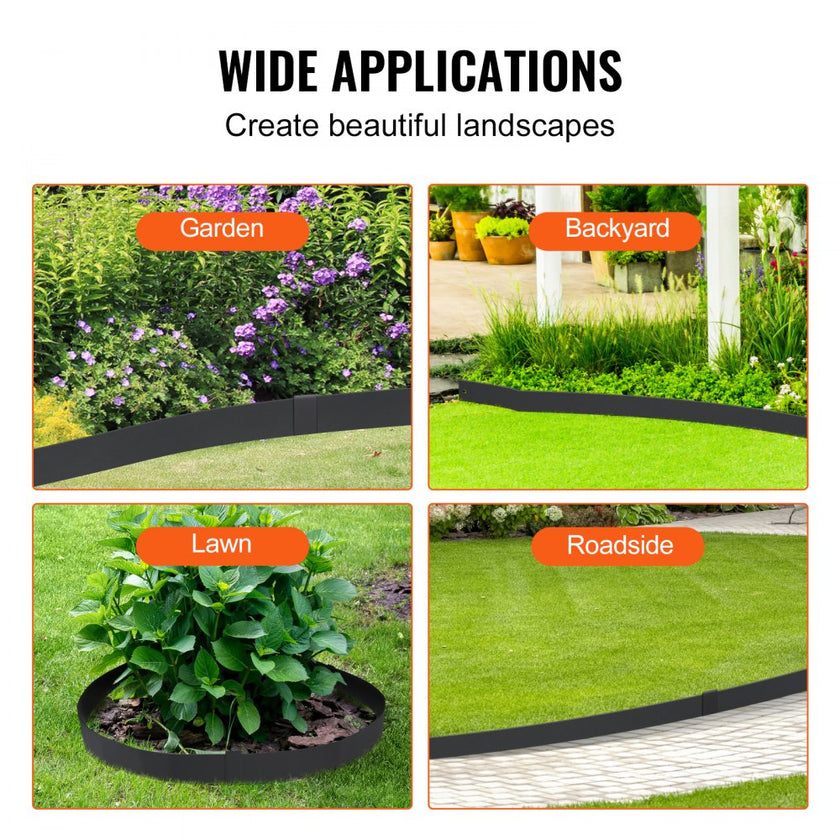 VEVOR Steel Landscape Edging, 4-pack Steel Garden Edging Borders, 40