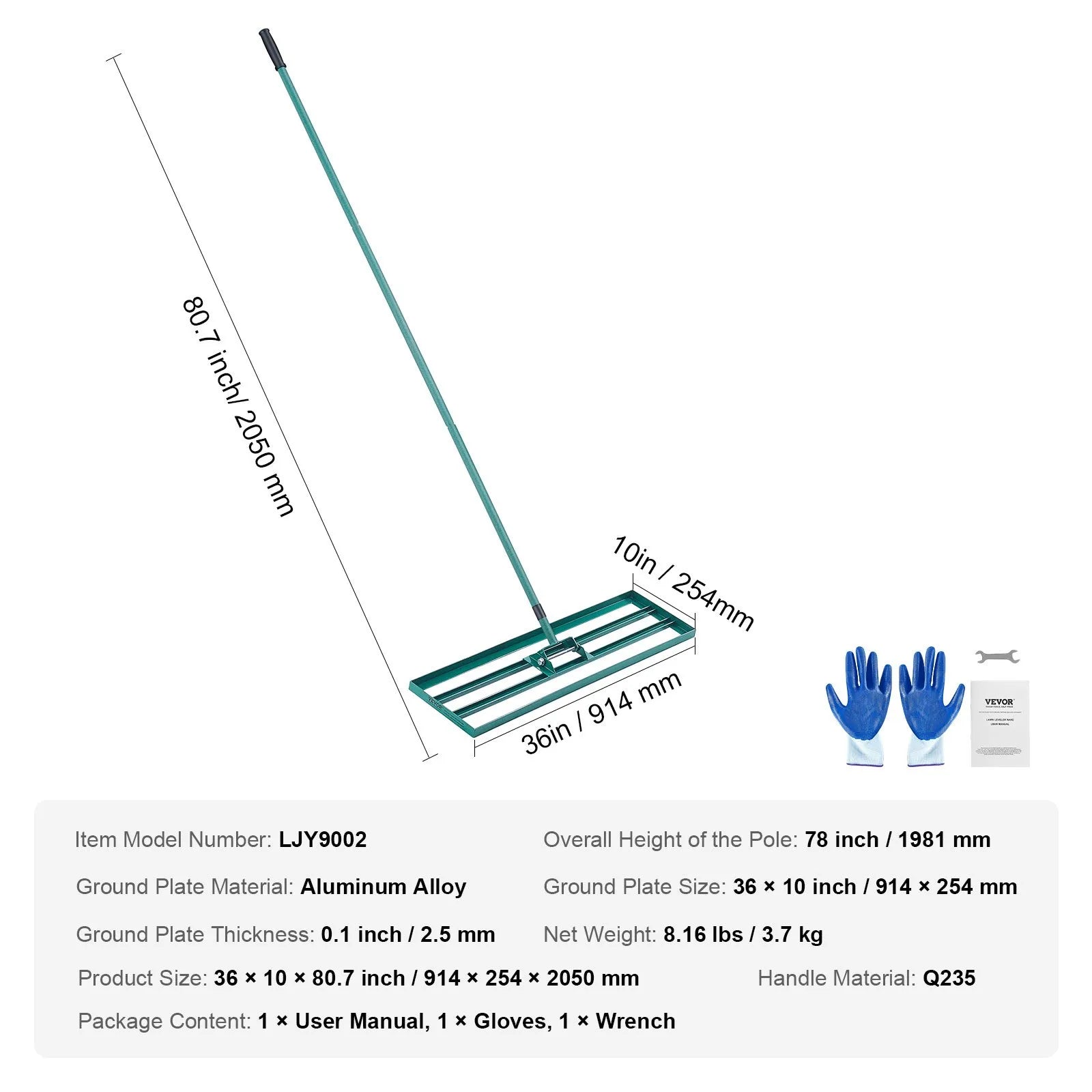 VEVOR Lawn Leveling Rake, 36