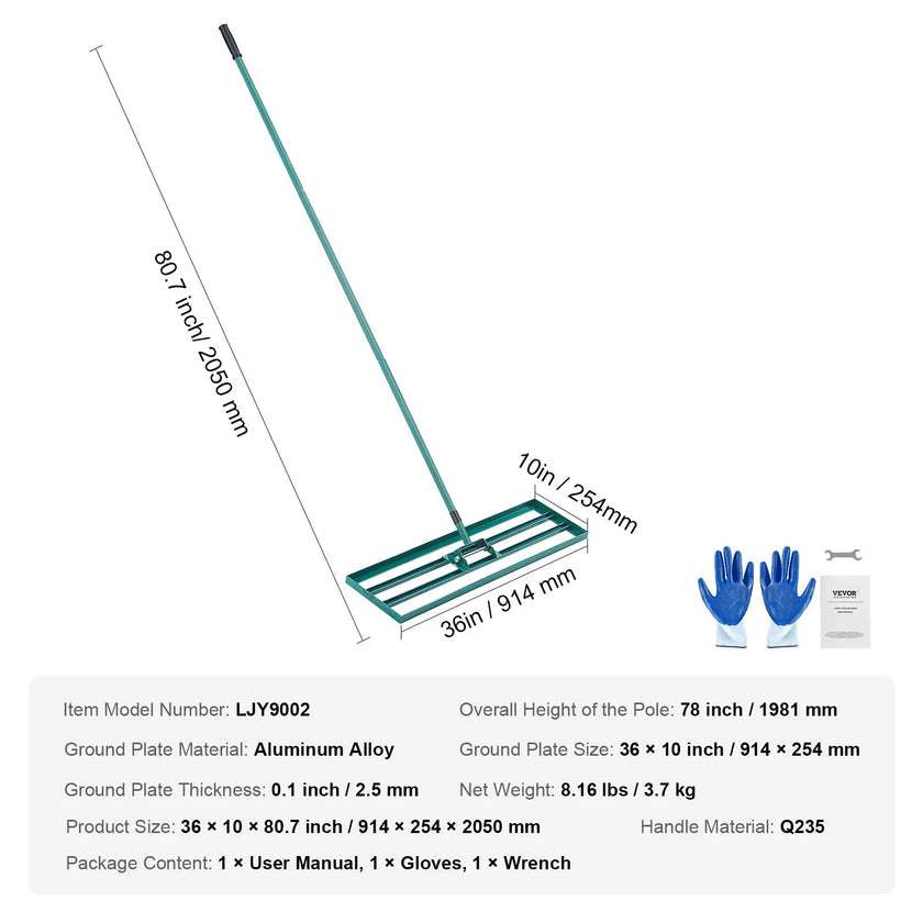 VEVOR Lawn Leveling Rake, 36