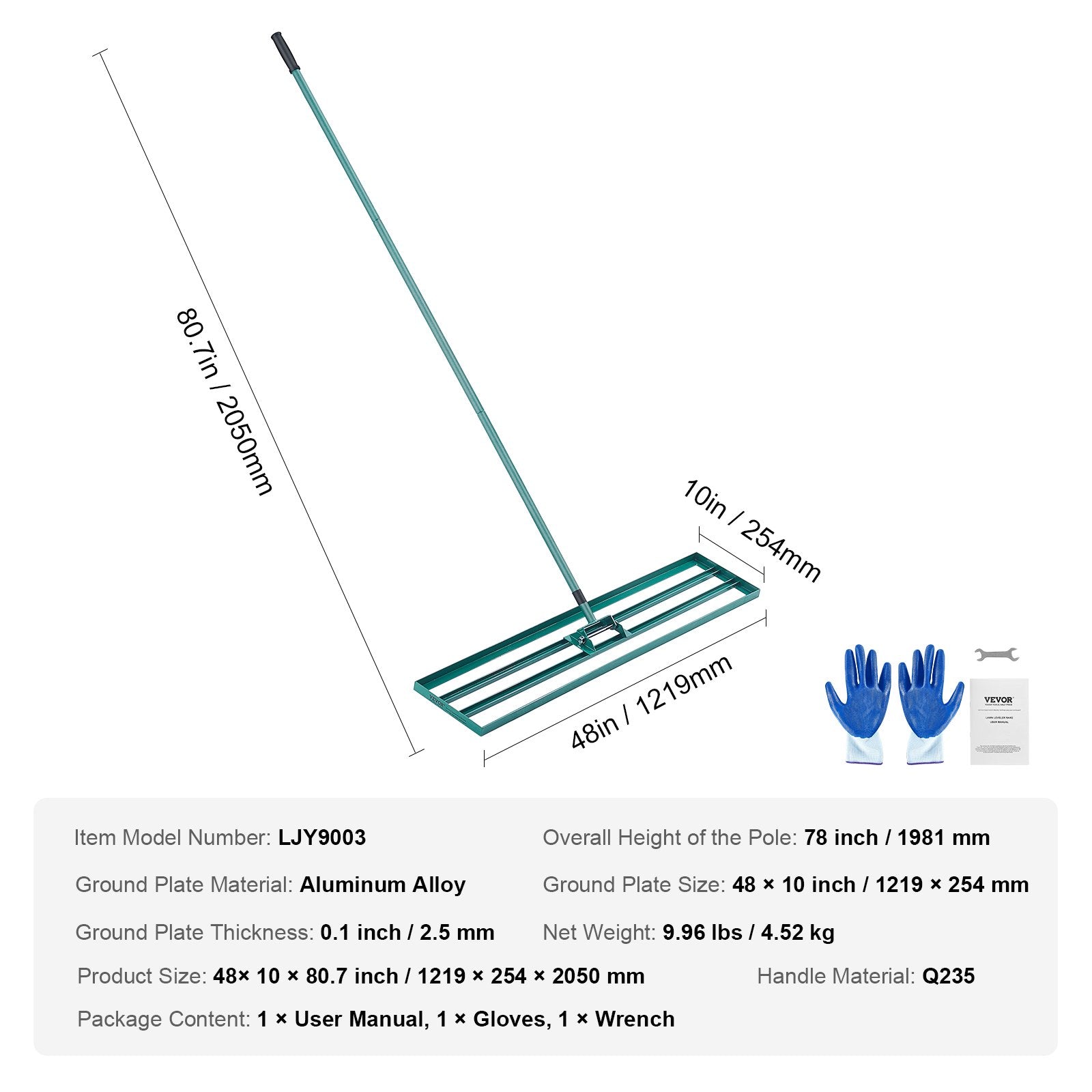 VEVOR Lawn Leveling Rake, 48