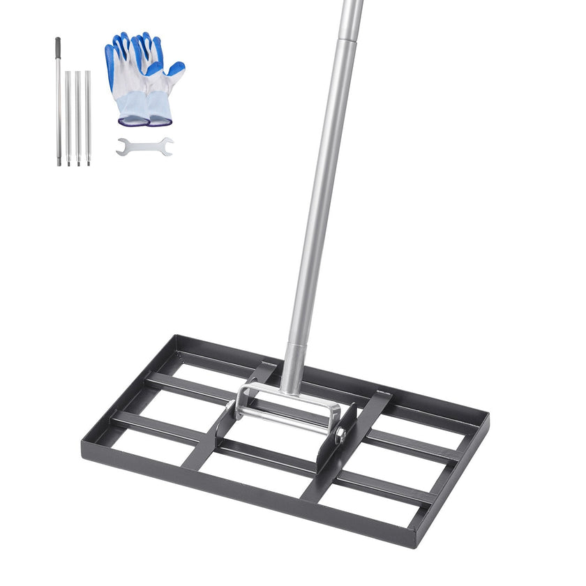 VEVOR 10x17in Lawn Leveling Rake 78 in Adjustable Handle for Yard Golf Court
