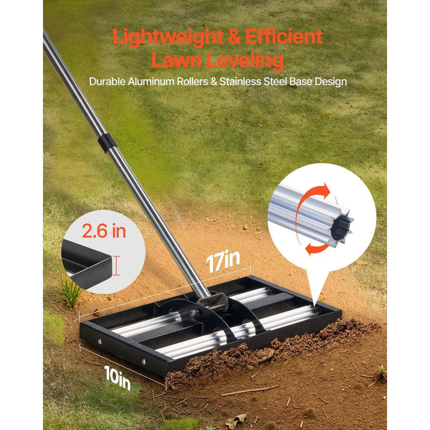 VEVOR Lawn Leveling Rake with Rollers, 17
