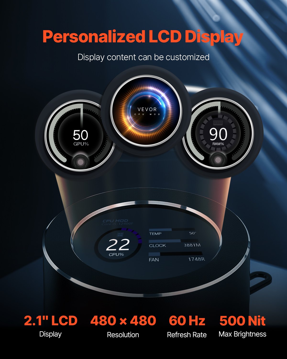VEVOR CPU Liquid Cooler AIO CPU Water Cooler with ARGB Light & 120 mm PWN Fans