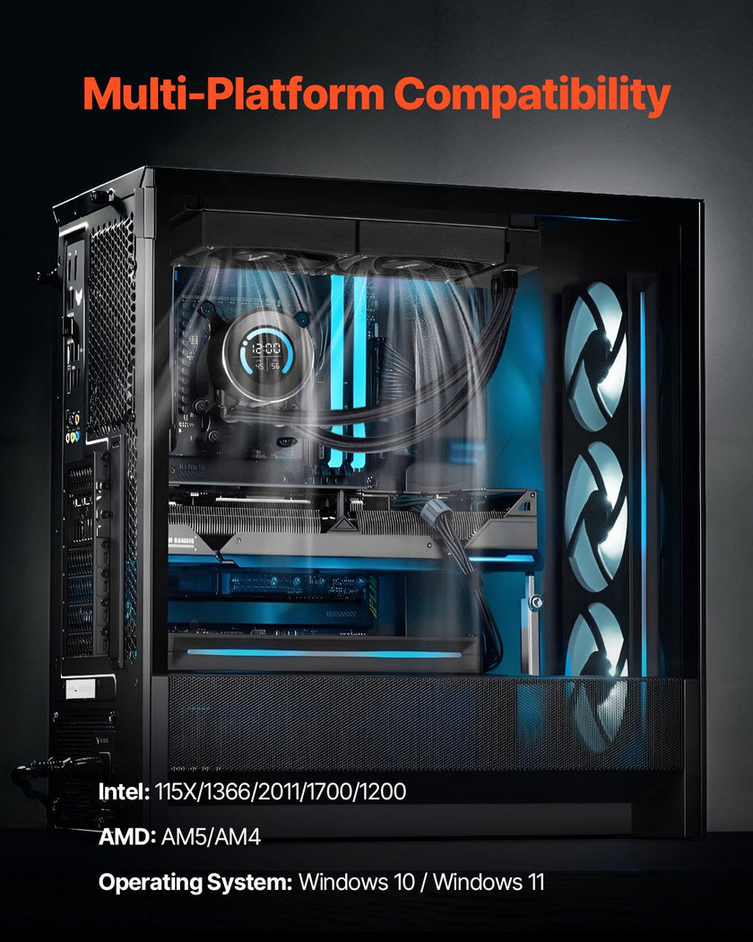 VEVOR CPU Liquid Cooler AIO CPU Water Cooler with 120 mm PWN Fans for Intel AMD