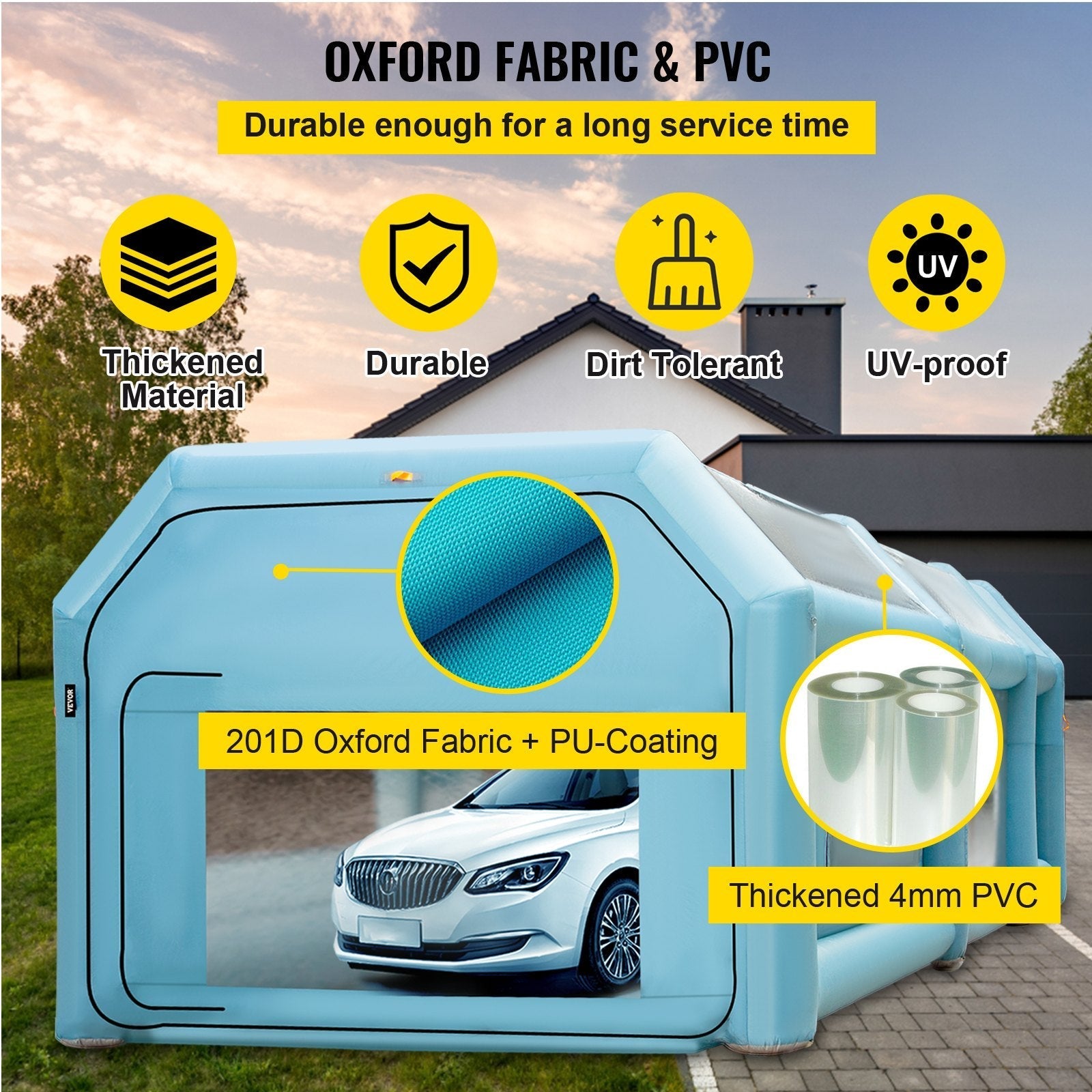 VEVOR Inflatable Spray Booth 27x14FT Mobile Portable Car Workstation Top with Upgraded Oxford Cloth for Car Parking Tent Workstation