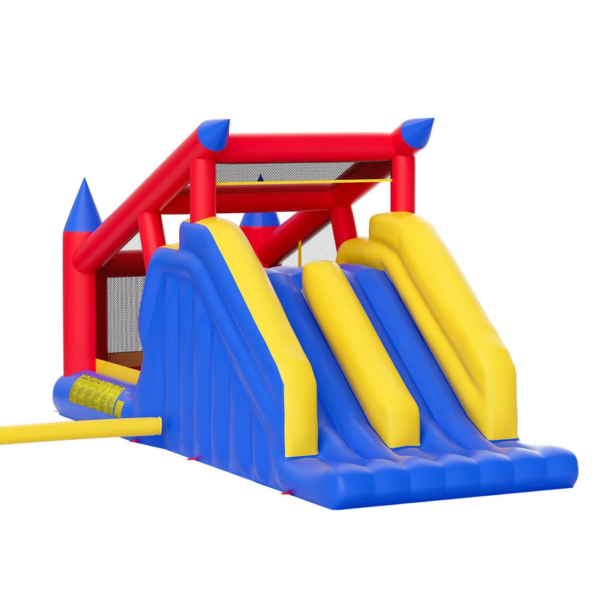 VEVOR Inflatable Bounce House, Outdoor High Quality Playhouse Trampoline, Jumping Bouncer with Blower, Slide, and Storage Bag, Family Backyard Bouncy Castle, for Kid Ages 3–8 Years, 183x102x92 inch