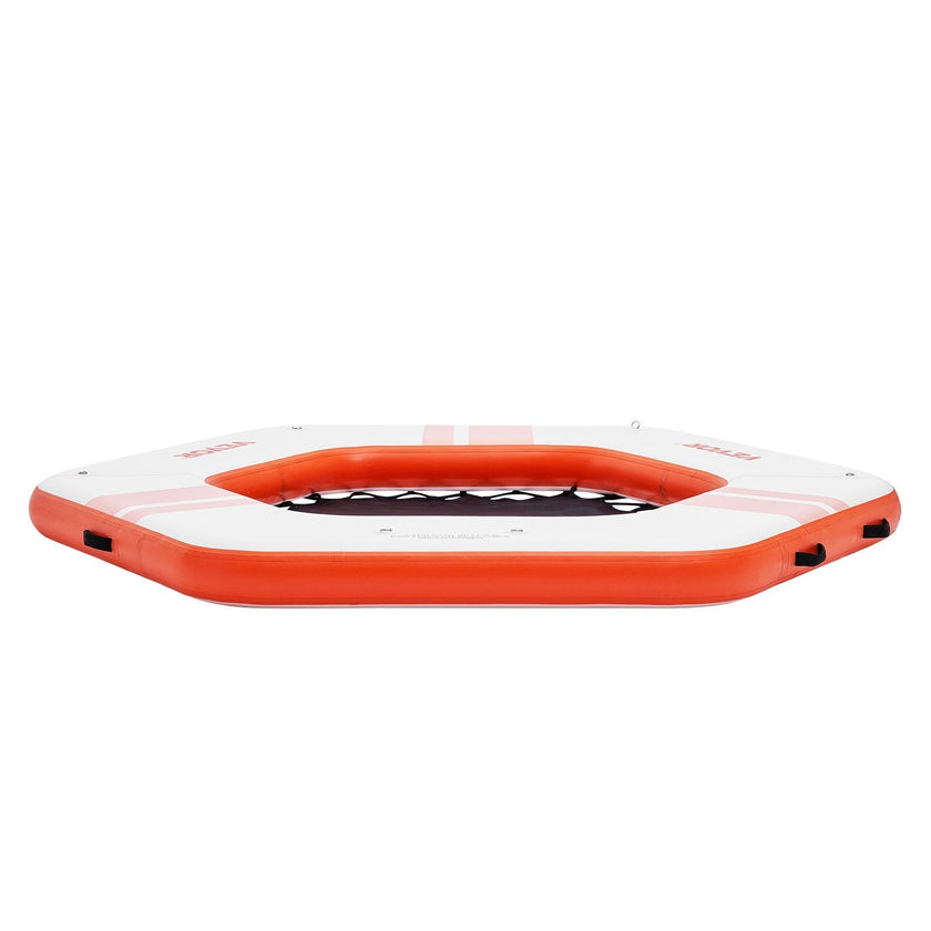 VEVOR Inflatable Floating Dock, ø8.5FT Inflatable Dock Platform with ø5FT Trampoline Mesh Pool, Non-Slip Floating Platform Water Mat with Portable Bag & Detachable Ladder for Pool Beach Relaxation
