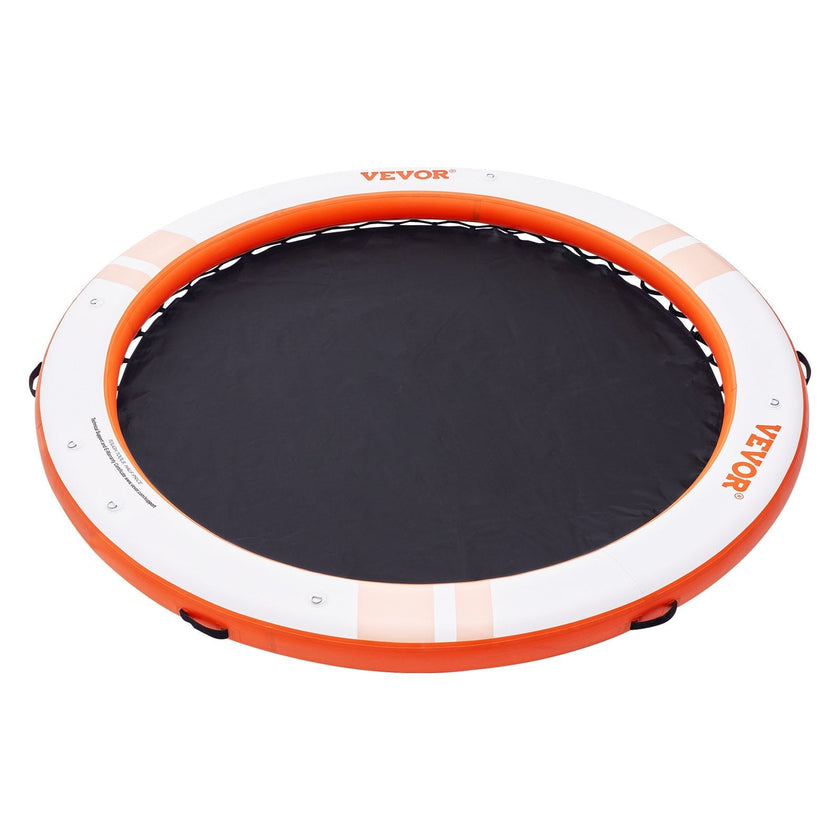 VEVOR Inflatable Floating Dock, ø8FT Inflatable Dock Platform with ø5FT Trampoline Mesh Pool, Non-Slip Floating Platform Water Mat with Portable Bag & Detachable Ladder for Pool Beach Relaxation