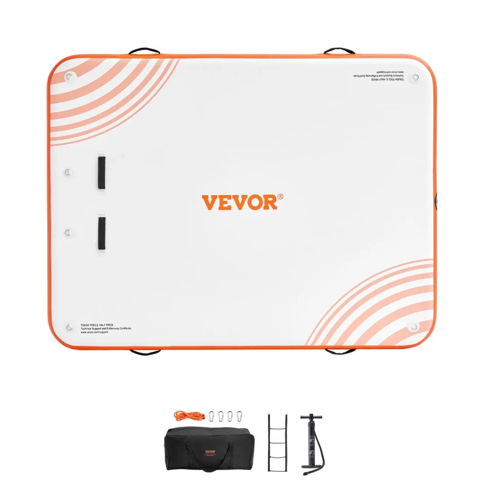 VEVOR Inflatable Floating Dock, 8 x 6FT Inflatable Dock Platform, Non-Slip Water Floating Dock Mat with Portable Carrying Bag & Detachable Ladder, Floating Platform Island Raft for Pool Beach Ocean