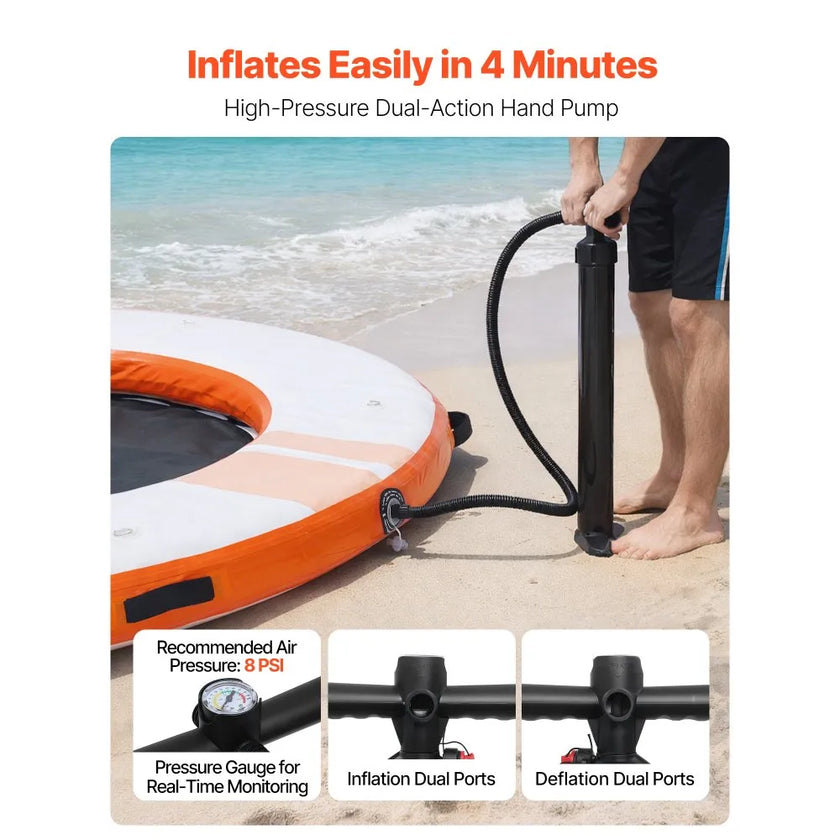 8ft Inflatable Floating Dock Platform – Non-Slip Water Air Mat with Ladder & Carry Bag