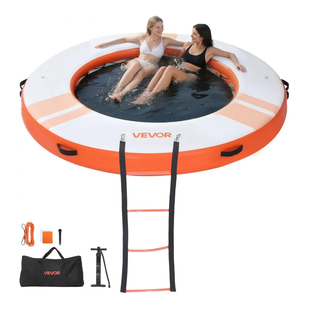 8ft Inflatable Floating Dock Platform – Non-Slip Water Air Mat with Ladder & Carry Bag