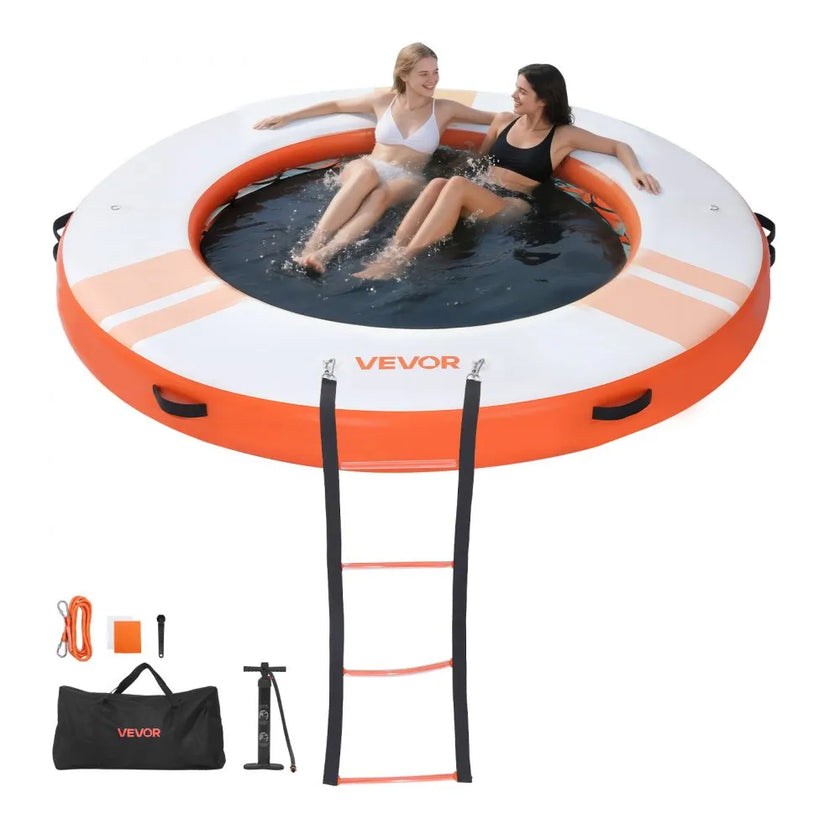8ft Inflatable Floating Dock Platform – Non-Slip Water Air Mat with Ladder & Carry Bag