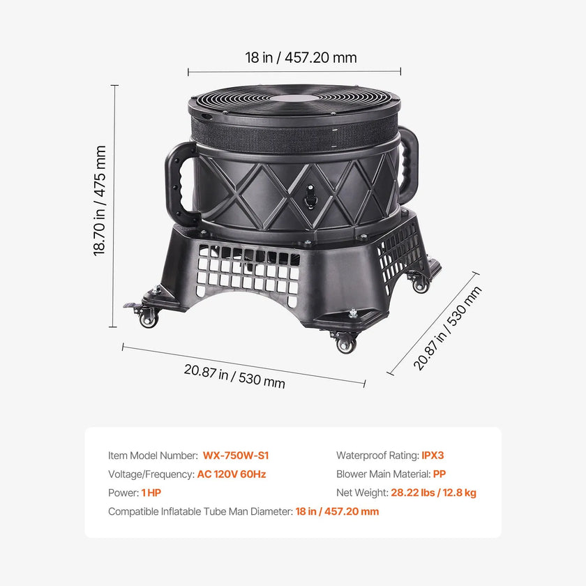 VEVOR Air Blower Fan 1HP 18