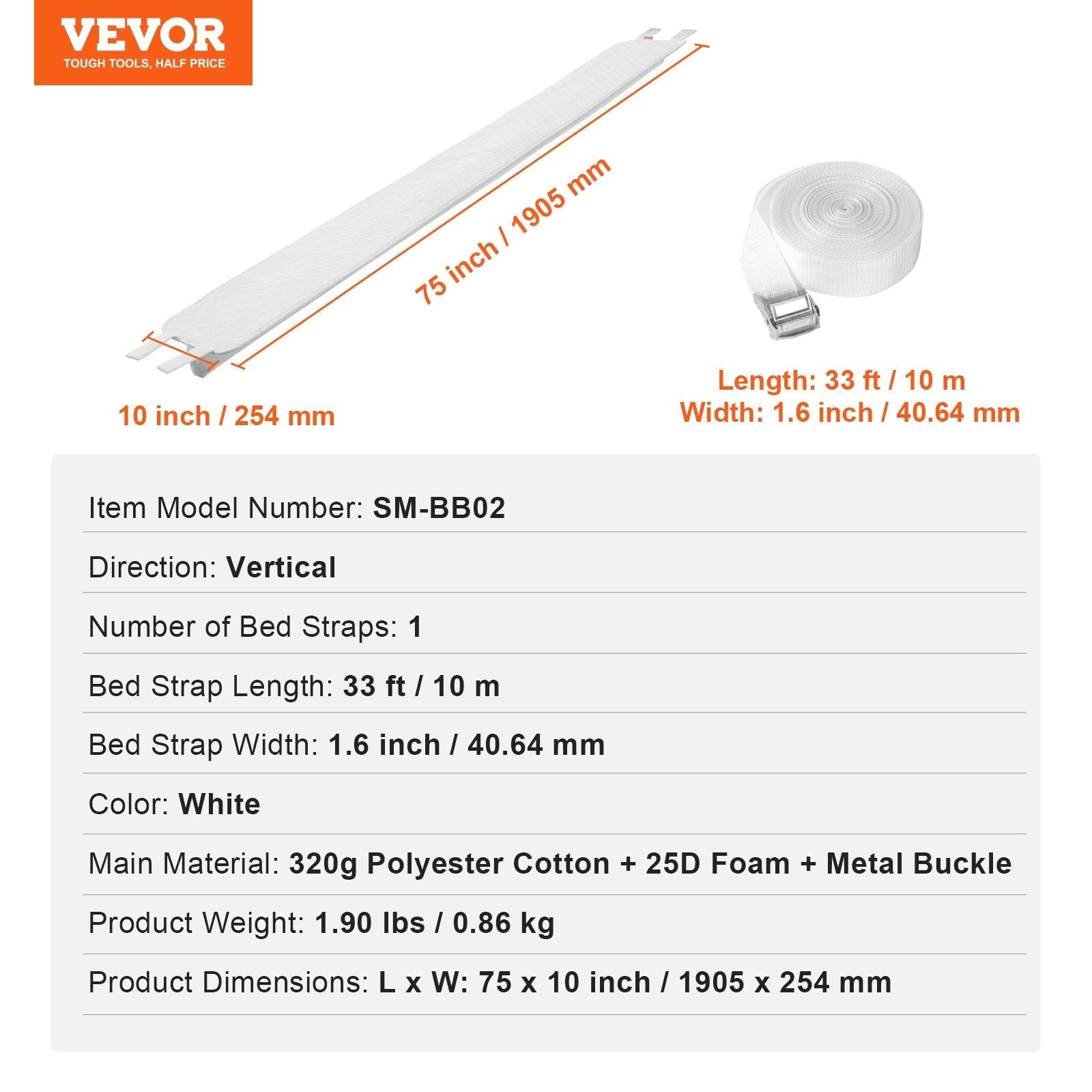 VEVOR Bed Bridge King Bed Converter Kit Metal Buckle and Storage Bag 75