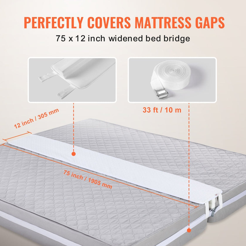 VEVOR Bed Bridge King Bed Connector Kit Metal Buckle & Storage Bag 75