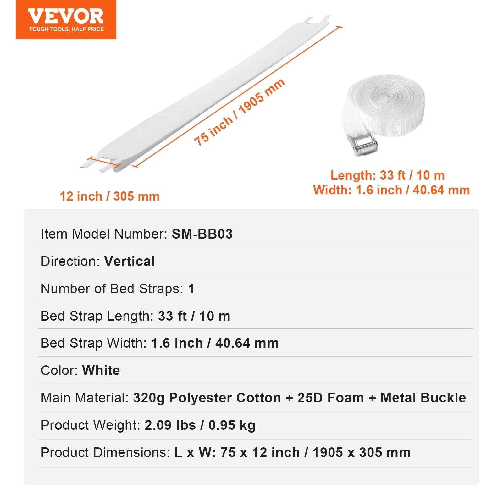 VEVOR Bed Bridge King Bed Connector Kit Metal Buckle & Storage Bag 75