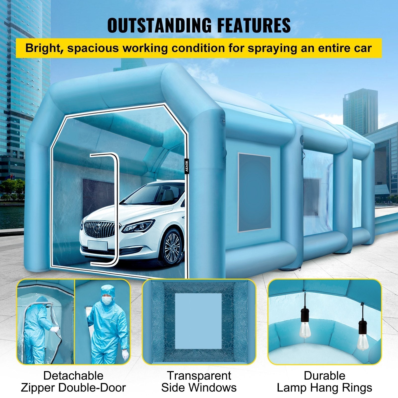 VEVOR Inflatable Spray Booth Car Paint Tent 29.5x19.7x13FT with Filter 2 Blowers