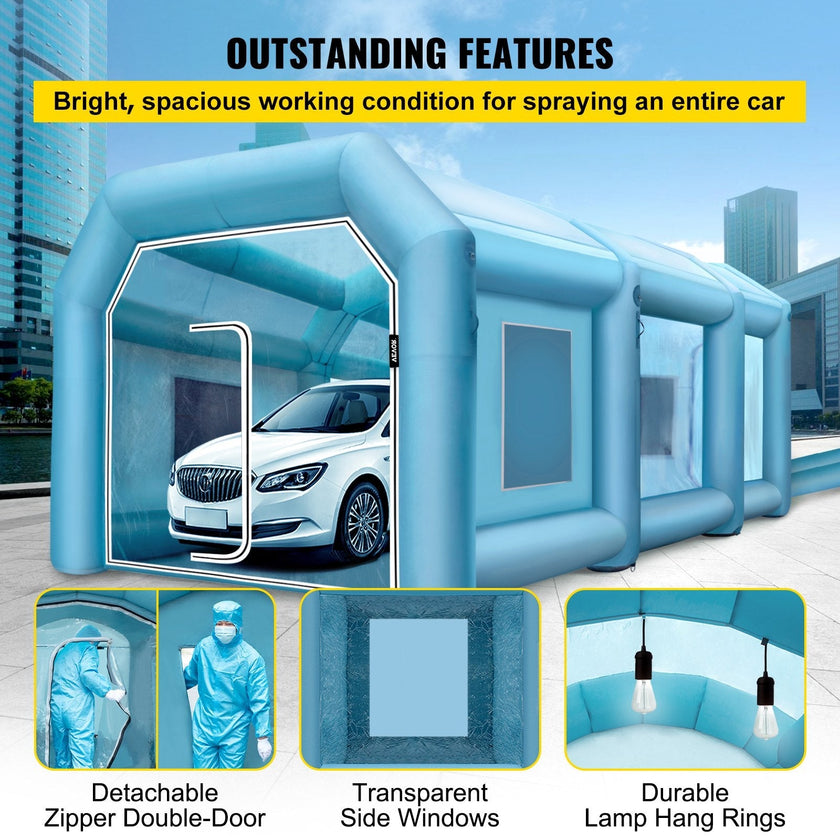 VEVOR Inflatable Spray Booth Car Paint Tent 29.5x19.7x13FT with Filter 2 Blowers