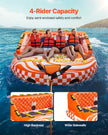 VEVOR Towable Tube for Boating 1-4 Riders Inflatable Boat Tubes and Towables