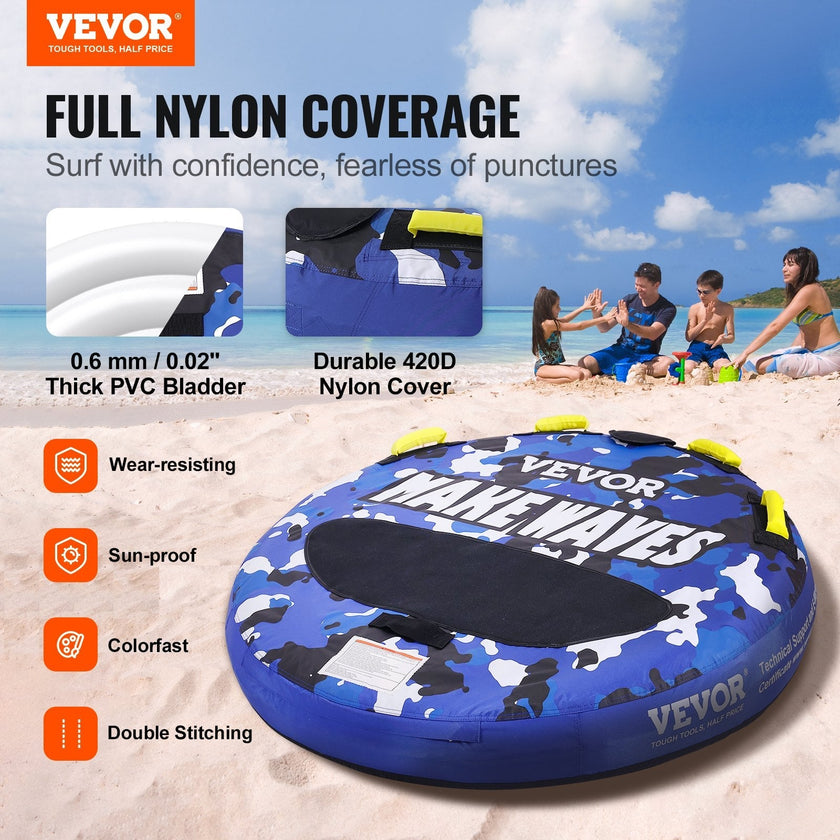 VEVOR Towable Tube for Boating, 1-2 Riders Inflatable Boat Tubes and Towables, 340 lbs, 51.8
