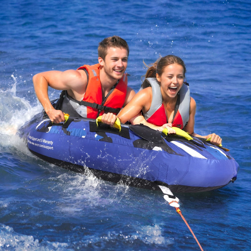 VEVOR Towable Tube for Boating, 1-2 Riders Inflatable Boat Tubes and Towables, 340 lbs, 51.8