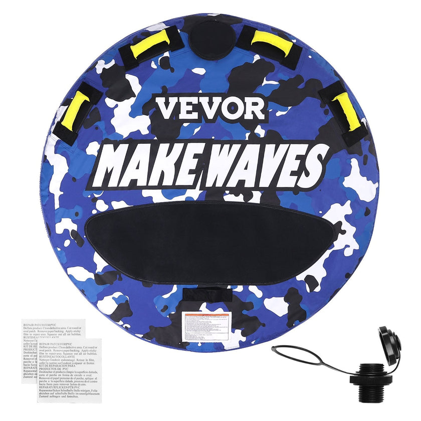 VEVOR Towable Tube for Boating, 1-2 Riders Inflatable Boat Tubes and Towables, 340 lbs, 51.8