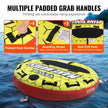 VEVOR Towable Tube for Boating, 1-3 Riders Inflatable Boat Tubes and Towables, 510 lbs, 63